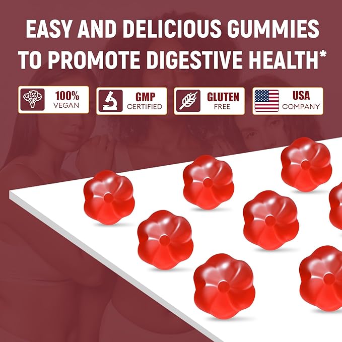 Fiber Gummies with Probiotics10G Fiber per Serving No Sugar Added Apple Flavor with 10 Billion CFU Probiotics Blend Apple Cider Vinegar Vitamin C Inulin Bloating Support 90 Count