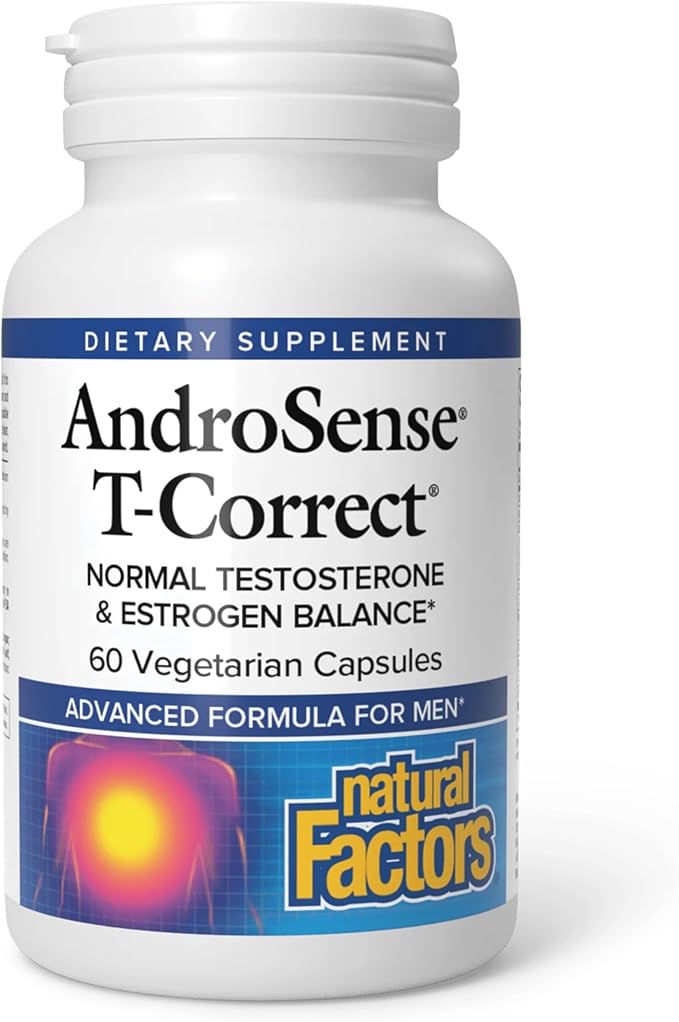 Natural Factors AndroSense T-Correct Supports Men's Hormonal Metabolism with Milk Thistle Turmeric and Lycopene 60 capsules (30 servings)