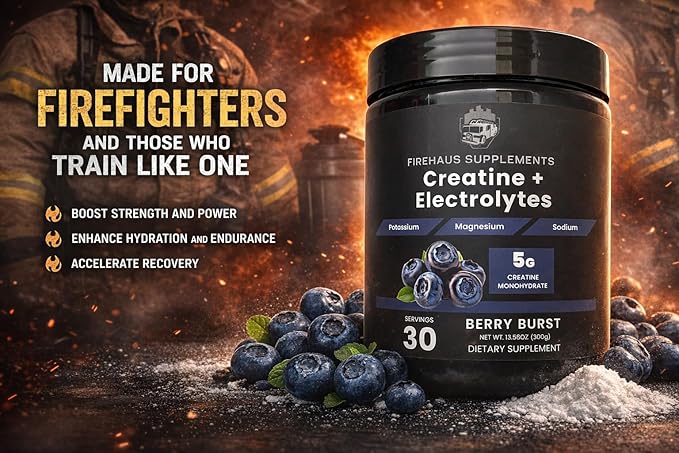 Creatine + Electrolytes 5g Creatine Monohydrate with Potassium Magnesium and Sodium for Strength Hydration and Recovery Support Berry Burst Flavor 30 Servings