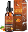 (2 Pack) Organic Turmeric Curcumin Supplement with Black Pepper and Ginger - Liquid Turmeric Extract Drops (with Cinnamon Rosemary) - Mobility and Flexibility Support and Digestive Health - 1 Fl Oz