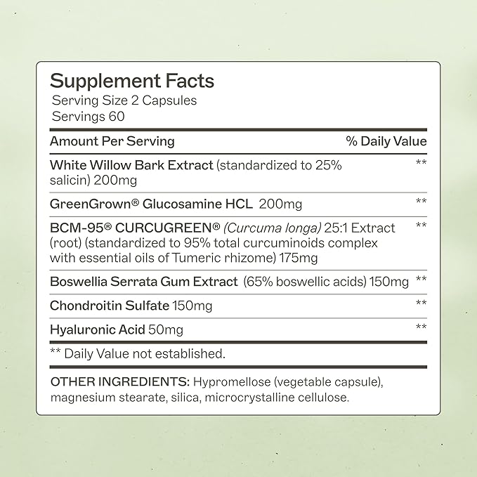 Amy Myers MD SynoComplete - Joint Comfort &amp Flexibility Support - Formula with White Willow Bark Extract &amp Hyaluronic Acid - Supplement for Joint Mobility Support - 120 Capsules (60 Servings)