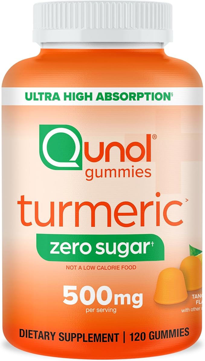 Qunol Zero Sugar Turmeric Gummies Gummy with 500mg Turmeric Curcumin Joint Support Supplement Ultra High Absorption Tumeric Curcumin Vegetarian Gluten Free 120 Count