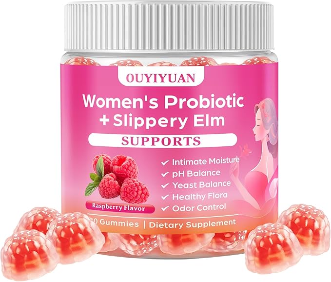 Women's Probiotic Gummies pH Balance &amp Gut Flora Natural Raspberry Flavor Vegan &amp Non-GMO 90 Gummies