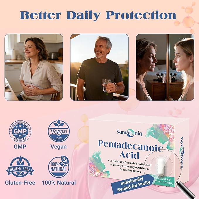 Pentadecanoic Acid Supplement | 300mg C15:0 Formula | High-Altitude Grass-Fed Sheep Milk Source | Blister-Sealed Capsules (1 Pack)