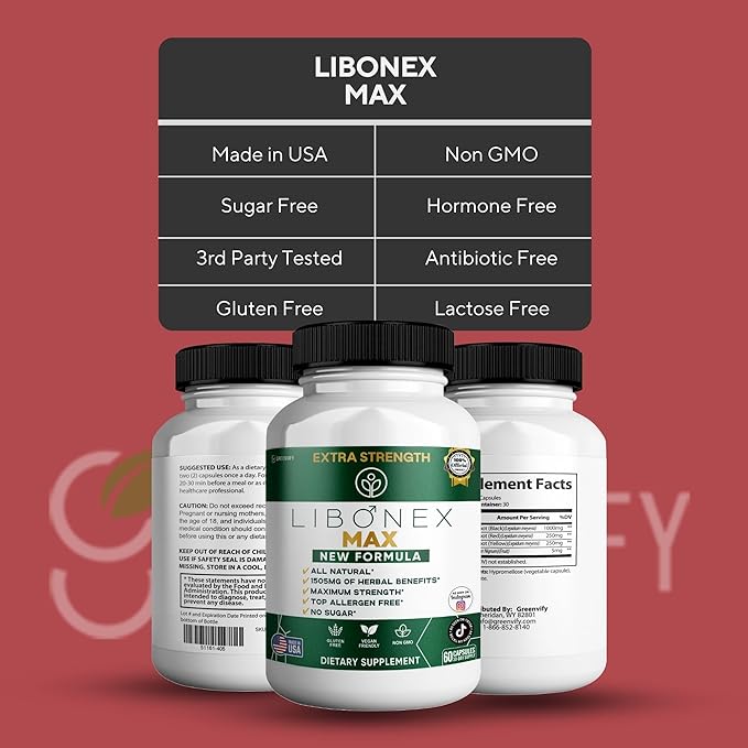 Libonex Max Extra Strength Maca Root Complex Herbal Supplement 60 Capsules All Natural Vegan Gluten Free Non-GMO (1)