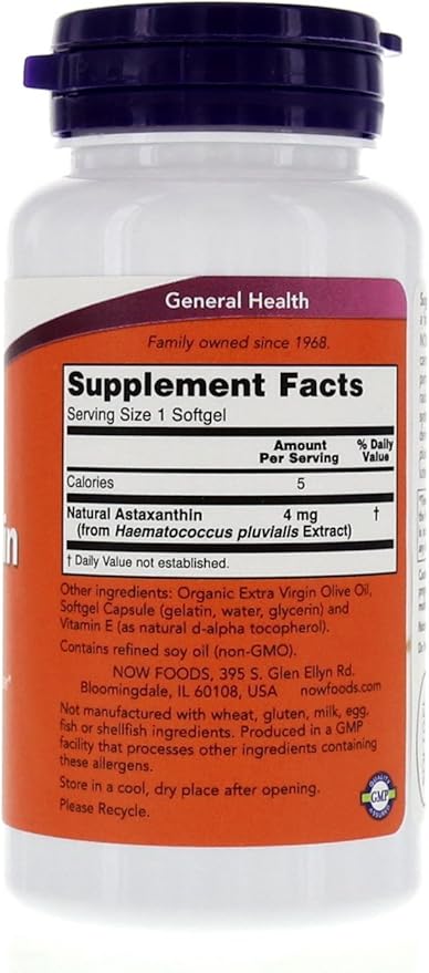NOW Foods Astaxanthin 4mg 90 Softgels (Cellular Protection) (Pack of 2)