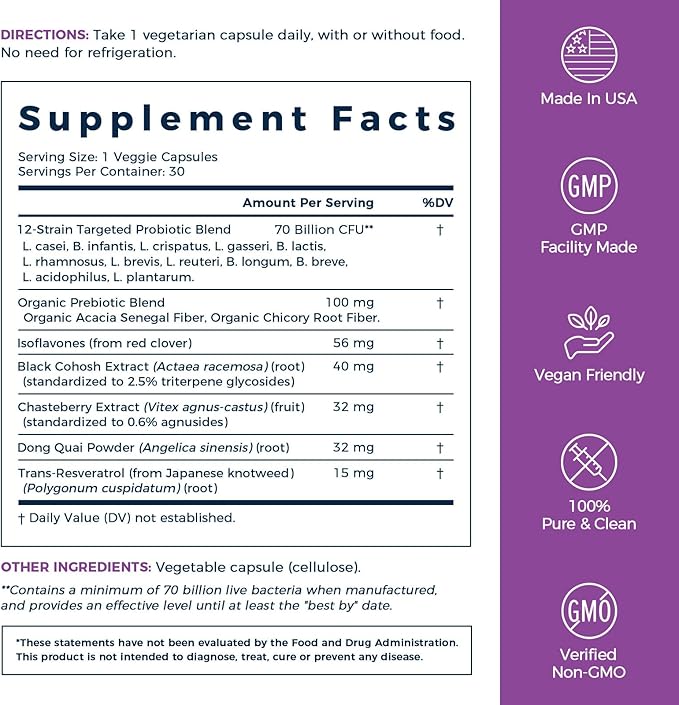 NewRhythm Probiotic Bundle: Complete Digestive Health + Menopause Relief with Black Cohosh Prebiotics 20 Strains Targeted Release Technology Non-GMO 90 Total Capsules