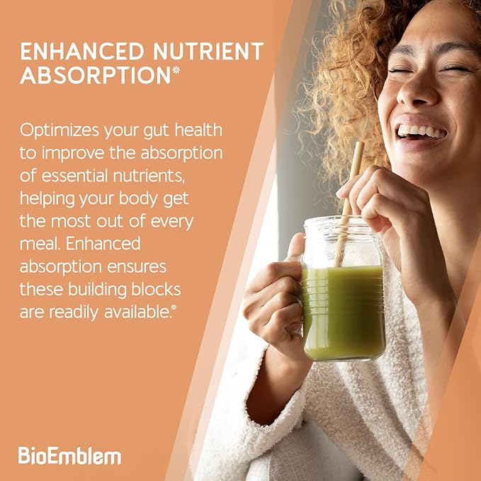 BioEmblem Probiotics for Women &amp Men – 55 Billion CFU with Prebiotics Postbiotics &amp Digestive Enzymes - 10 Enzymes