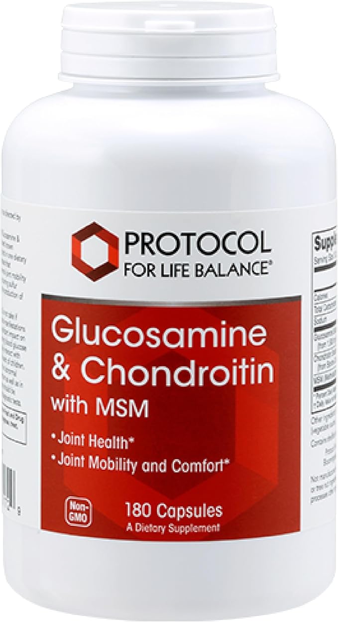 PROTOCOL FOR LIFE BALANCE Glucosamine &amp Chondroitin with MSM - Joint Support* - Chondroitin MSM Supplement - Non-GMO &amp Dairy Free - 180 Veg Caps