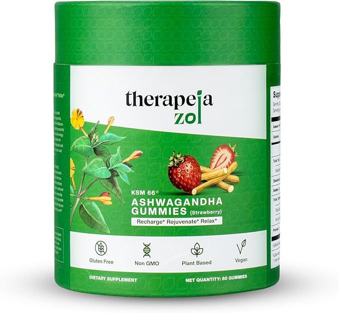 KSM 66 Ashwagandha Gummies for Women and Men Vegan Supplement for Stress Support Strawberry 60 Count 30-Day Supply