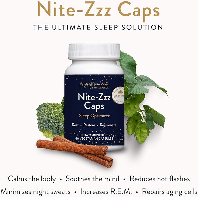 VIDAPURA Nite-Zzz Sleep Support by Dr. Anna Cabeca – Melatonin-Free Herbal Formula with Magnesium &amp L-Theanine – Supports Relaxation &amp Restful Sleep – 60 Capsules