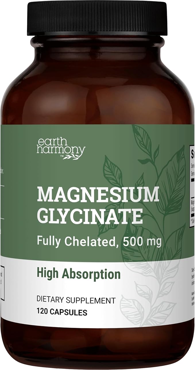 Pure Magnesium Glycinate 500mg - Chelated Magnesium Supplement High Absorption Capsules for Sleep Glicinato De Magnesio with Organic MCT Powder (120 Capsules)