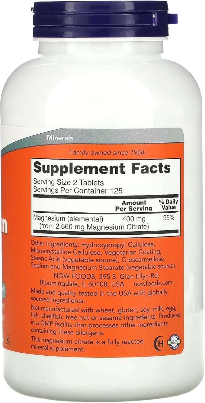 NOW Foods - Magnesium Citrate 200 mg 250 tabs (Pack of 2)