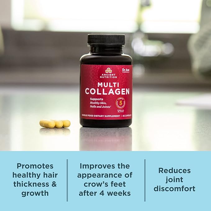 Ancient Nutrition Multi Collagen Capsules 90 Count + Multi Collagen Protein Powder Unflavored 45 Servings