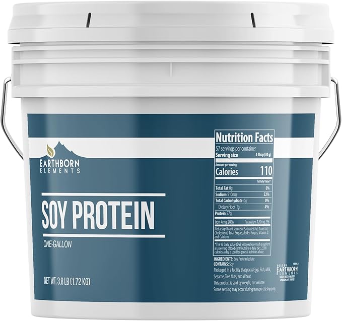Earthborn Elements Soy Protein Powder 1 Gallon Bucket Always Pure Smoothies &amp Shakes (60.8 Ounces)