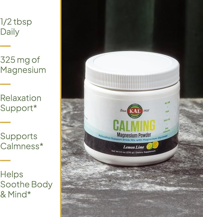 Dynamic Health Organic Tart Cherry and KAL Calming Magnesium Powder - Unsweetened 100% Juice Concentrate and Lemon Lime Flavor Magnesium Supplement - 31 Servings 32oz and 40 Servings 9.5 OZ