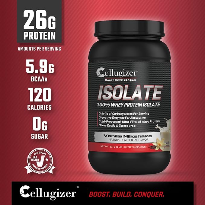 100% Whey Isolate 2lb Vanilla I 26g Protein Fast Digesting I 0g Sugar Low Carb