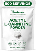 Purisure Acetyl L-Carnitine Powde ALCAR Powder Amino Acid Supplement Acetyl L-Carnitine Supplement for Better Cognitive Performance and Muscular Endurance Gluten Free Non-GMO 250g (8.8 oz)