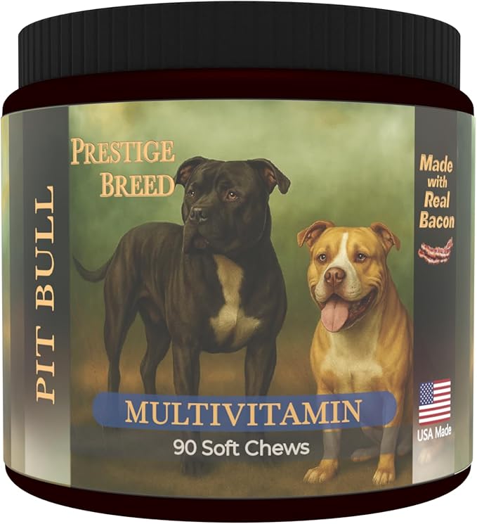 Multivitamins Balanced Nutrition for Your Pit Bull 90 Count Made in The USA with Real Bacon
