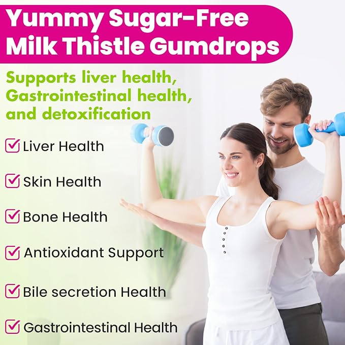 Liver Cleanse Detox &amp Repair Gummies 2000 mg Milk Thistle Extract with Dandelion Artichoke Extract &amp 23 Herbs for Liver Cleanse Detox &amp Cell Repair Gut Skin—Fruit Flavor 60 Gummies