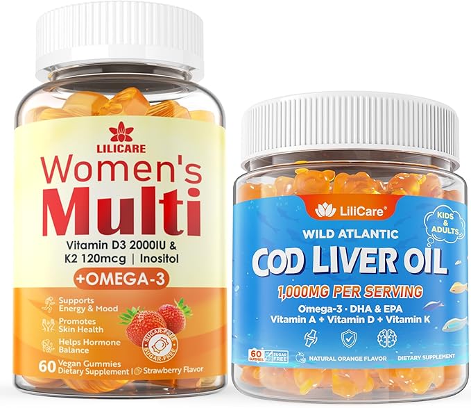 2PACK Womens Multivitamin Gummy + 2PACK Cod Liver Oil Gummies