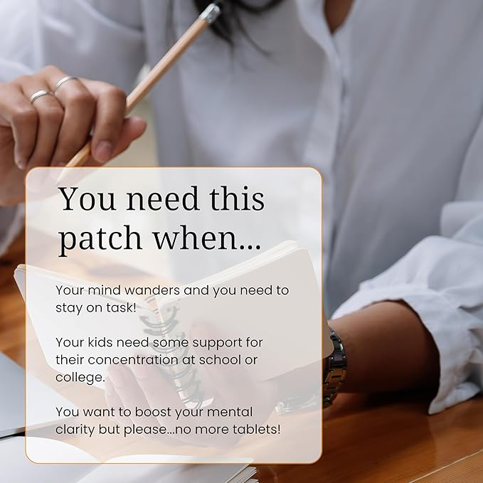 The Patch Remedy Focus Patch | Ginkgo Biloba Acetyl-L-Carnitine Bacopa Magnesium L-Threonate Green Tea | 30 Patches