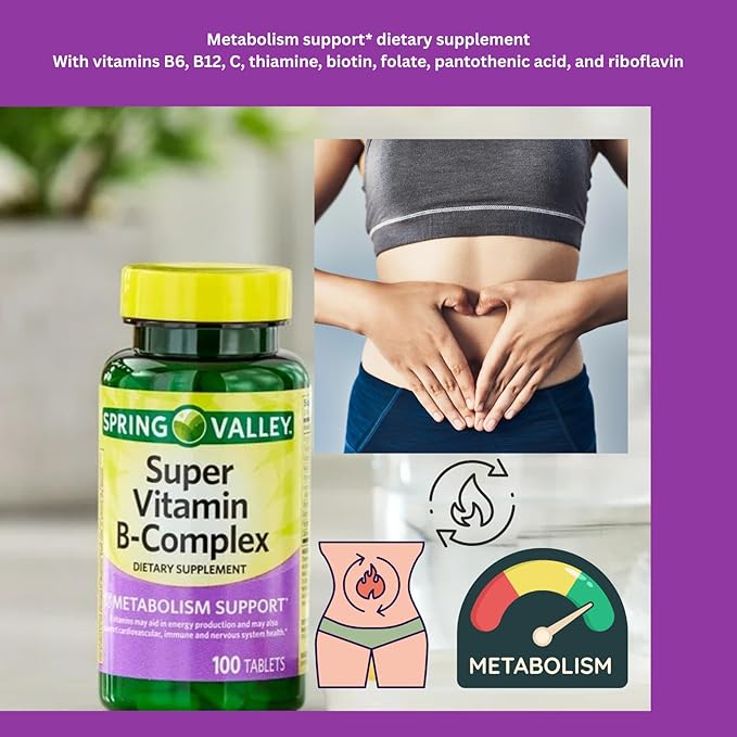 Pack of 1 SV Super Vitamin B-Complex Tablets Dietary Supplement Value Size 100 Count (Over 3 Months Supply)+ Exclusive nnh e-Book Vitamin Guide Included