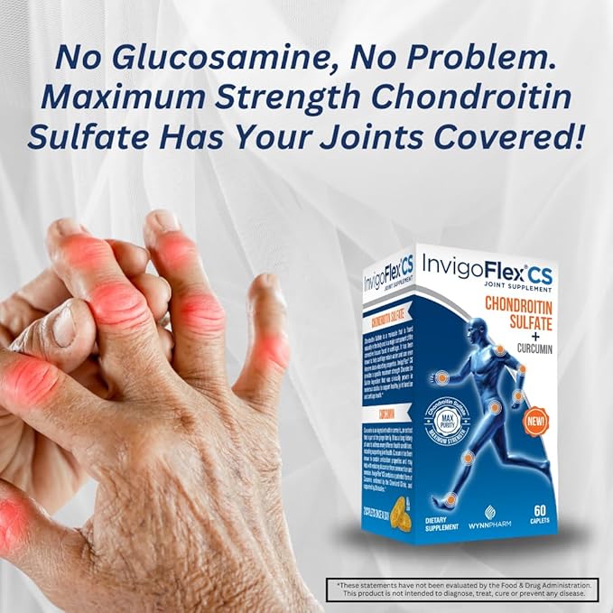 INVIGOFLEX® CS - Chondroitin Sulfate with Turmeric Curcumin Non GMO for Knee Hand Back &amp Hip Premium Joint Supplement