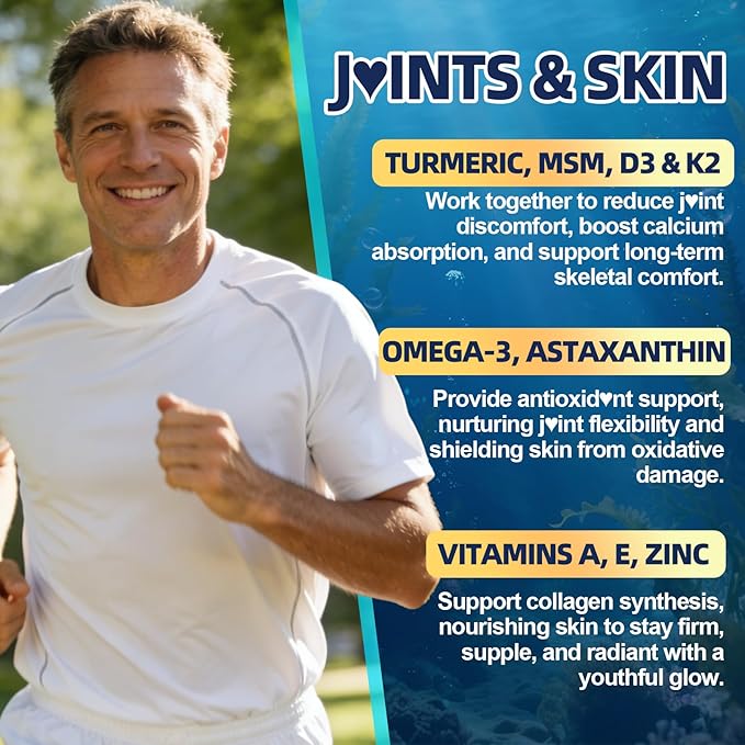 Vegan Omega 3 Gummies for Women Men 40+: 1280mg Algae Omega 3 Fatty Acid Supplements with DHA EPA Omega3 Vitamin D3 K2 Coq10 Zinc Support Brain Health - Adults Fish Oil Alternative (60Count)