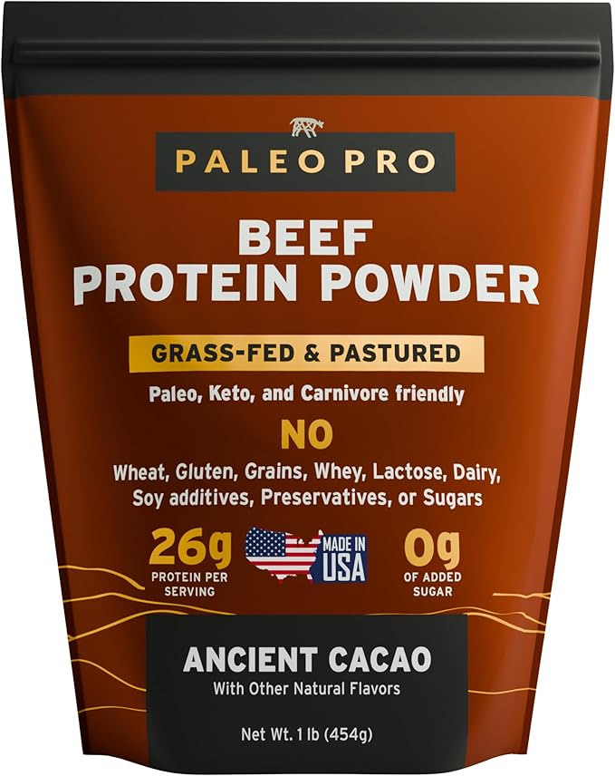 Paleo Pro Beef Protein Powder - Grass Fed Protein Powder Isolate - Pure Animal Based Pastured &amp Cage-Free | Dairy &amp Gluten Free Natural and Clean Proteins for Paleo &amp Keto - 15 Days Suppl