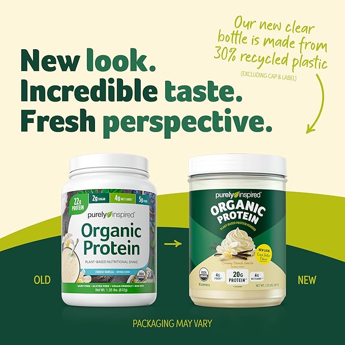 Purely Inspired Plant Based Organic Vegan Protein Powder for Women &amp Men 22g of Plant Protein Pea &amp Country Farms Super Greens Powder Natural Flavor 50 Organic Super Foods USDA Organic Drink