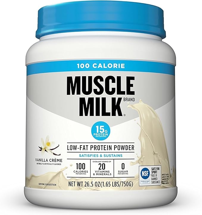 Muscle Milk ZERO 100 Calorie Protein Powder Vanilla 15g Protein 1.65 Pound 25 Servings