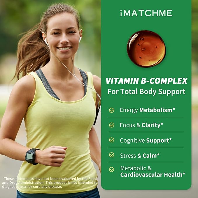 iMATCHME Methylated B Complex Liquid Drops - Max Absorption L-Methylfolate (L-5-MTHF) Vitamin B12 Methylcobalamin B6 - with Ashwagandha &amp Saffron for Energy Focus &amp Brain Health - Vegan 2