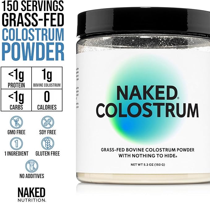NAKED Casein Protein Powder 5LB (76 Servings) Colostrum Powder (150 Servings) – Bulk GMO-Free Gluten Free Soy Free Preservative Free