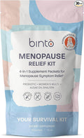 Binto Complete 4-in-1 Multi-Symptom Menopause Relief Kit Supplements - 1 Month Supply - Multivitamins with Omega-3 Ashwagandha and Probiotics/Prebiotic Fiber Blend - Non-GMO