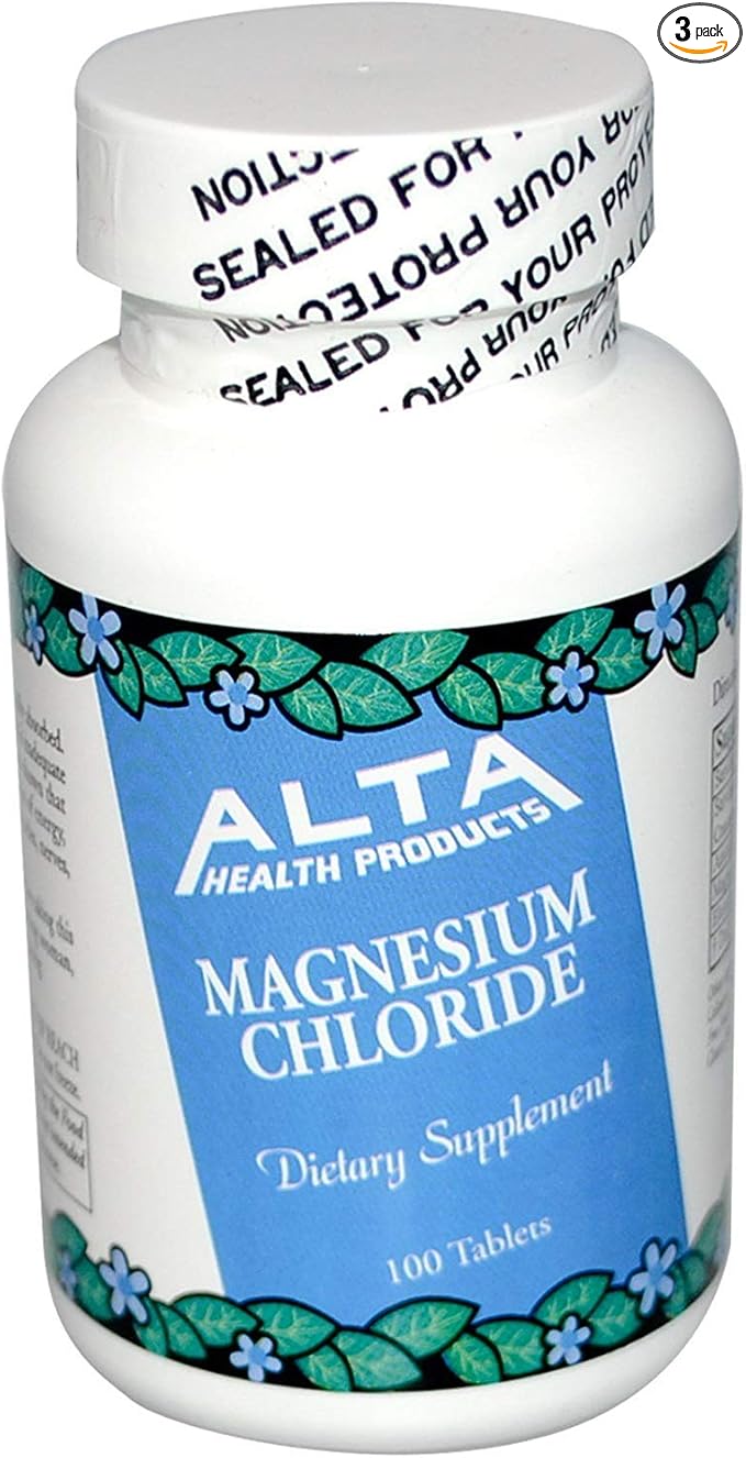 ALTA HEALTH Products Magnesium Chloride Dietary Supplement Tablets- 100 Count (Pack of 3)