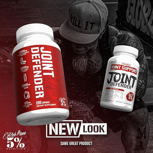 5% Nutrition Rich Piana Joint Defender Maximum Joint Support Supplement | Collagen Glucosamine Chondroitin Turmeric Curcumin with Black Pepper MSM Hyaluronic Acid | 200 Capsules 25 Servings
