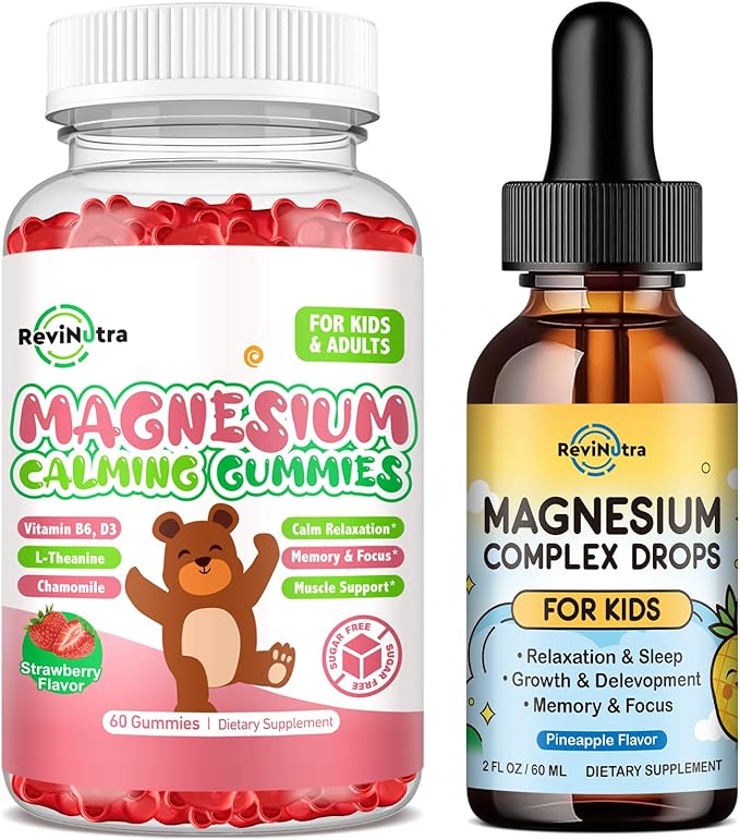 Kids Magnesium Gummies &amp Liquid Magnesium Glycinate Drops for Kids