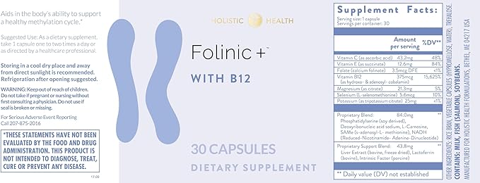 Holistic Health Folinic + 30 Capsules