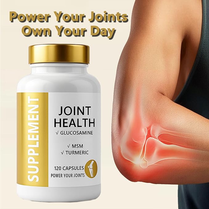 Joint Health Supplement with Glucosamine MSM Turmeric &amp Boswellia Relief Support for Back Knees Hands | Women &amp Men - 120 Capsules