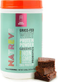 Natreve Whey Protein Powder - 28g Grass-Fed Whey Protein with Amino Acids Probiotics &amp Collagen - Gluten Free Fudge Brownie 18 Servings