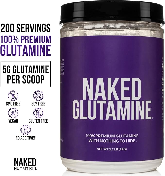 Naked Pure Micronized Creatine Monohydrate 100 Servings + 200 Servings Pure L-Glutamine Bundle: Vegan Non-GMO Gluten Free. Minimize Muscle Breakdown &amp Improve Protein Synthesis. Nothing Artifici