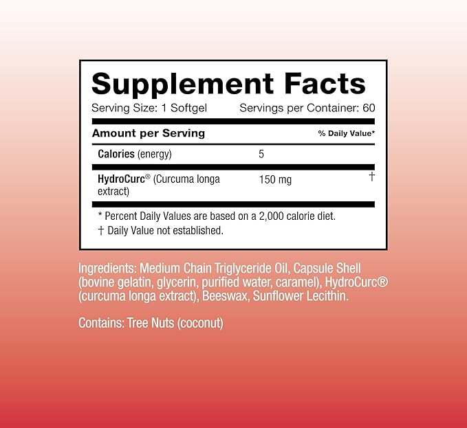 Omax3 HydroCurc Turmeric Curcumin Softgels Highly Bioavailable MCT Oil Nanoparticle for Potency &amp Absorption Joint Health150mg HydroCurc 180 Softgels (3 Pack)