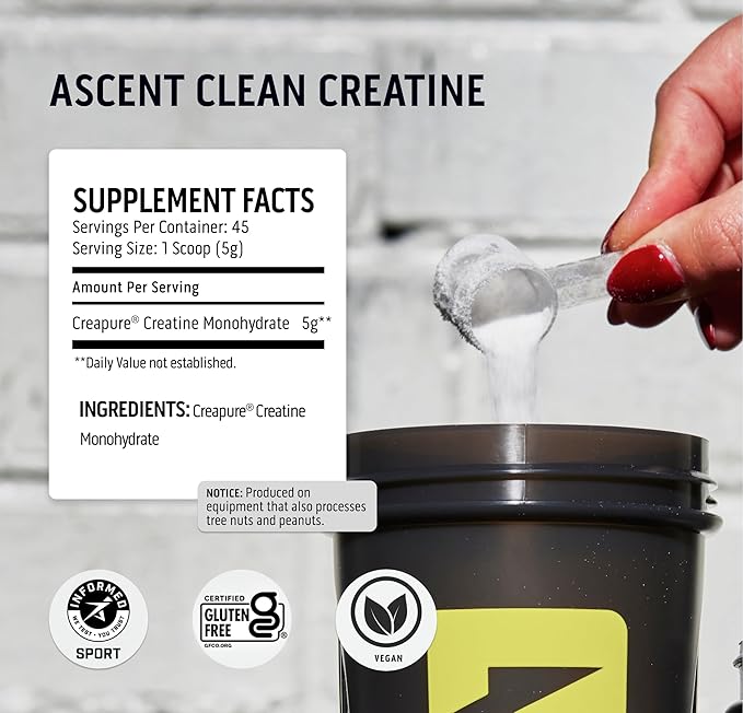 Ascent 100% Whey Protein Powder Chocolate 4 lb &amp Creatine Monohydrate Powder Unflavored 45 Servings