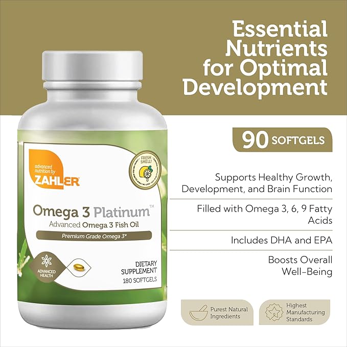 Zahler Omega 3 Fish Oil - Omega 3 Supplements with Fatty Acids 600 mg EPA and 400 mg DHA - Supplements Derived from Kosher Tuna - Supports Brain &amp Heart Health (180 Softgels)