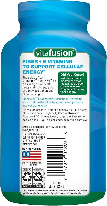 Vitafusion Fiber Well Fit Gummies 90 Count and Extra Strength Melatonin Gummies 120 Count Bundle