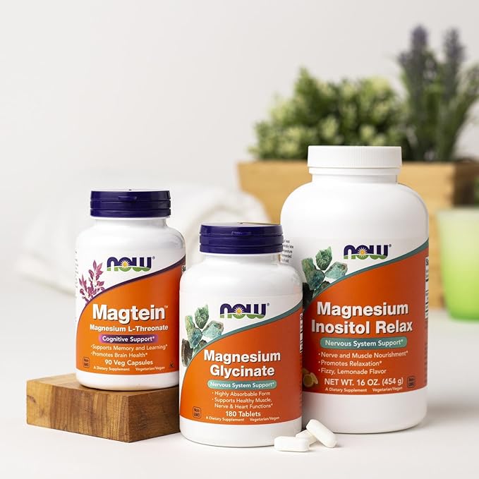 NOW Foods Supplements Magnesium Glycinate 100 mg Highly Absorbable Form 180 Tablets