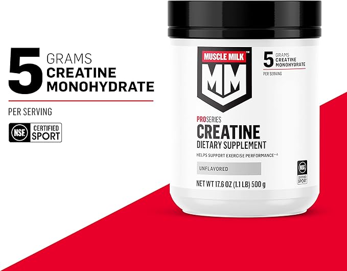 Muscle Milk 100% Whey Protein Powder Vanilla 5 Pound 68 Servings &amp Pro Series Creatine Powder Unflavored 1.1 Pound 100 Servings