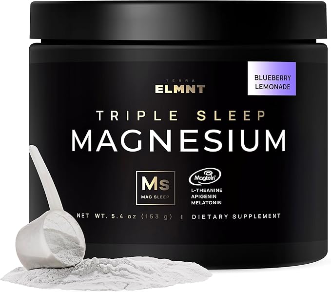 Triple Sleep Magnesium L-Threonate Powder w. Apigenin L-Theanine + Melatonin - Magtein Magnesium L Threonate Supplement - High Strength Magnesium for Deep Sleep &amp Calm Natural Sleep Aid for Adult