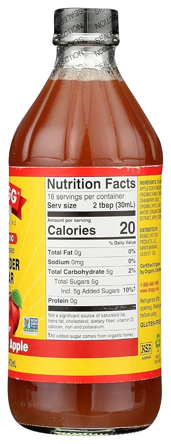 Organic Apple Cider Vinegar Cranberry Apple 16 Fluid Ounce (Pack of 12)